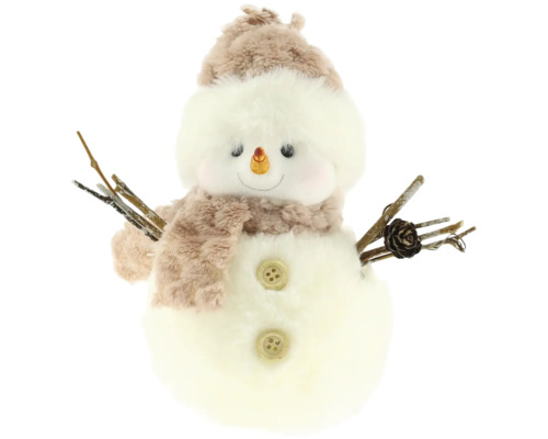 Weihnachtsdeko Schneemann 16 cm weiss rosa