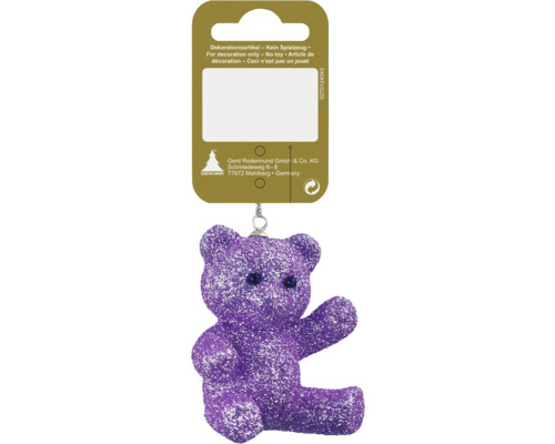 Suspension décorative ours plastique violet