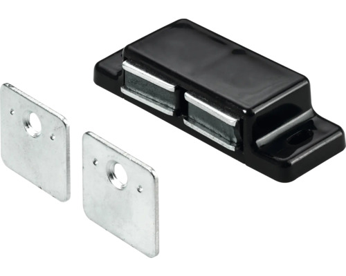 Magnetschnäpper mit zwei Gegenplatten für zwei Türen 2x2-3 kg 58 x 14 x 21 mm verzinkt braun 10 Stück