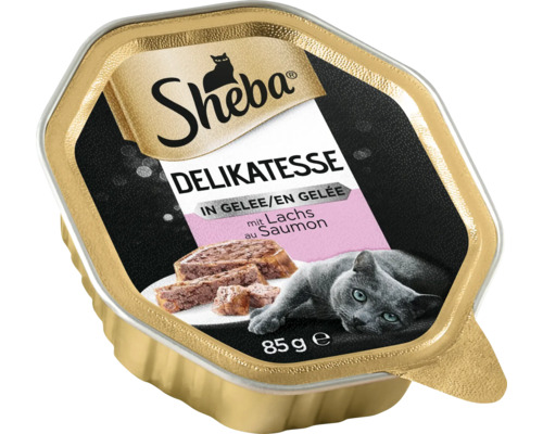 Katzenfutter Sheba Genuss in Gelee Geschnetzeltes 85 g Sheba Delikatesse Katzennahrung mit Lachs in Gelee, 85 Gramm
