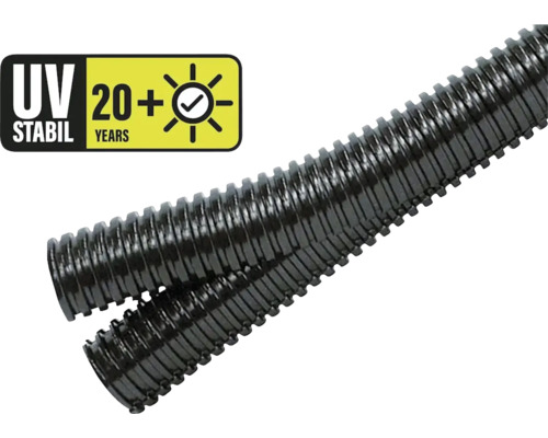 Conduit spiralé stable aux UV ⌀30,8 mm 50 m Tube ondulé flexible noir avec label de stabilité aux UV pendant plus de 20 ans