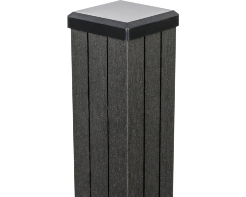 Poteau de portail GroJa Merano BPC avec cache à sceller 7 x 7 x 240 cm anthracite Poteau de clôture en plastique avec couvercle