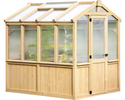 Serre en bois avec porte et plaques en polycarbonate