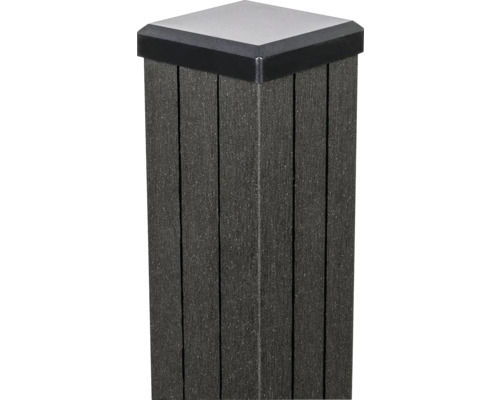 Poteau GroJa Merano BPC avec cache de poteau à sceller 7 x 7 x 240 cm anthracite