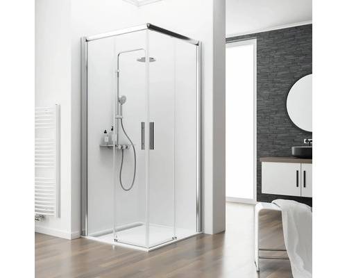 Cabine de douche Schulte Kristall/Trend 90x90 cm verre véritable transparent clair aspect chrome