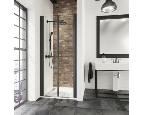 Porte de douche dans niche Schulte Alexa Style 2.0 largeur 90 cm verre transparent, couleur du profilé noir