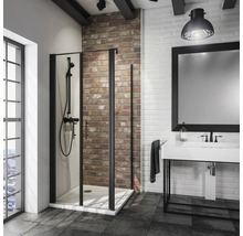 Porte de douche avec paroi latérale Schulte Alexa Style 2.0 largeur 80 cm verre transparent, couleur du profilé noir-thumb-0