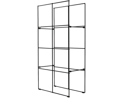 Système d''étagères noir à trois niveaux.