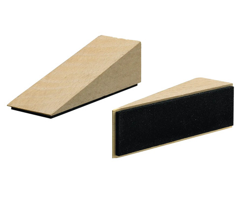 Deux butées de porte en bois avec revêtement antidérapant