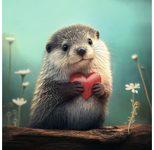 Ein Otter hält ein Herz in seinen Händen.