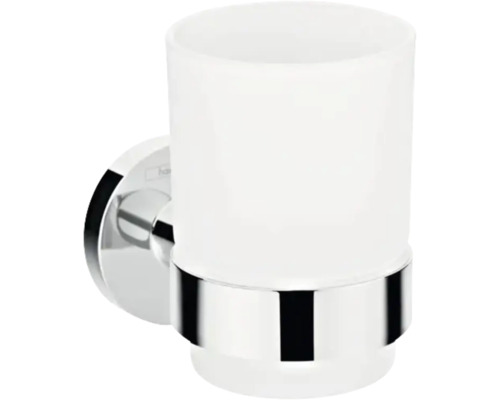 Gobelet pour brosse à dents hansgrohe Logis Universal chrome brillant 41718000 Gobelet à brosse à dents avec support mural en verre et métal
