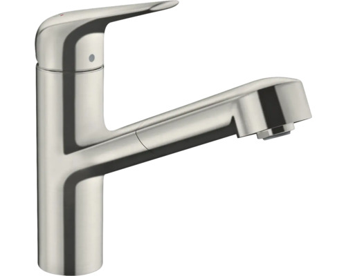 Robinet de cuisine avec écoulement extractible Hansgrohe Focus M42 acier inoxydable 71814800