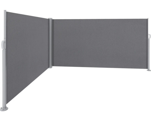 Doppel-Seitenmarkise 1,6x3x3 Stoff Uni anthrazit Gestell RAL 9006 weissaluminium