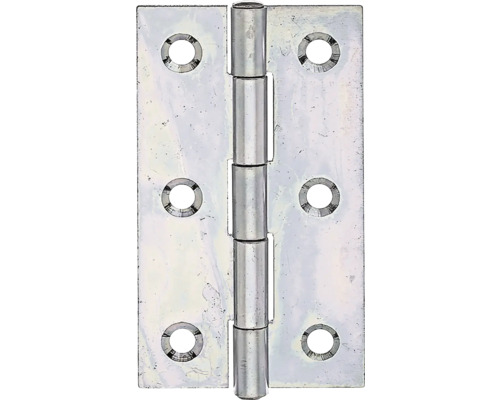 Charnière étroite avec tige en laiton rivetée, 80 x 41 mm galvanisation sendzimir Charnière en métal avec trous de fixation