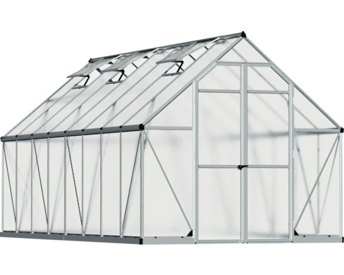 Serre avec cadre en aluminium et panneaux transparents