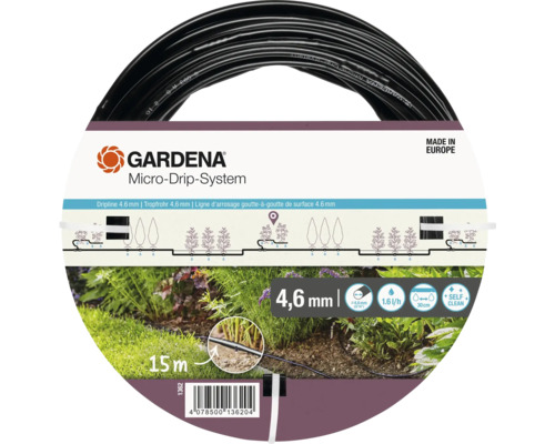 Tropfrohr oberirdisch 4.6 mm (3/16“) GARDENA Micro-Drip System, 15 m, ohne Armaturen