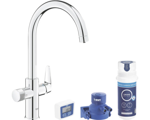Grohe Blue Wasserhahn mit Filter, Durchflussmesser und Filterkopf
