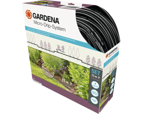 Kit de démarrage GARDENA Micro Drip pour arrosage de rangées de plantes taille S (pour une rangée de plantes de 15 m)