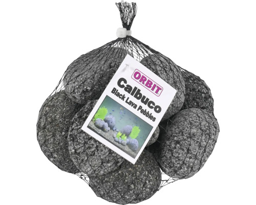 Galets de lave noire Orbit Calbuco en filet pour aquariums