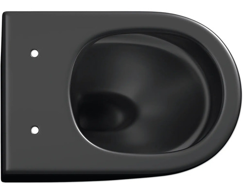 WC suspendu noir à fond creux en céramique, vu de dessus