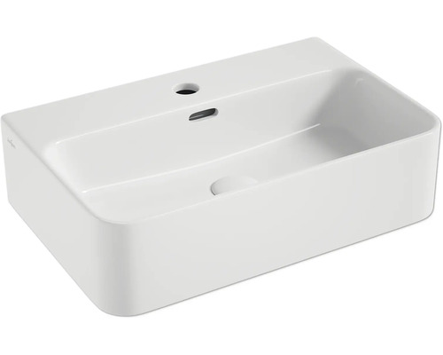 Jungborn Waschtisch THREE 56 x 36 cm weiss glänzend inkl. keramischen Ablaufventil Waschtisch aus Keramik
