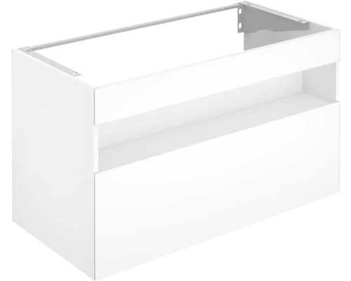 Waschbeckenunterschrank KEUCO Stageline 100x62.5x49 cm weiss inkl. LED-Beleuchtung Waschbeckenunterschrank zur Wandmontage mit Schublade