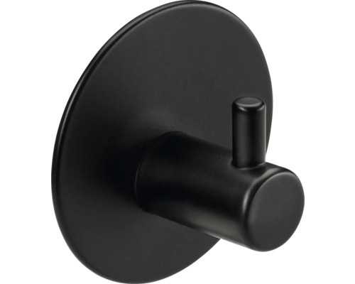 Klebehaken Ø 48 x 28 mm Stahl schwarz matt 5 Stück Schwarzer Wandhaken für Badezimmer
