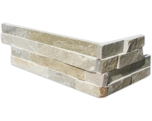 Pierre de parement d'angle quartzite beige-multicolore Z14/26x10 cm