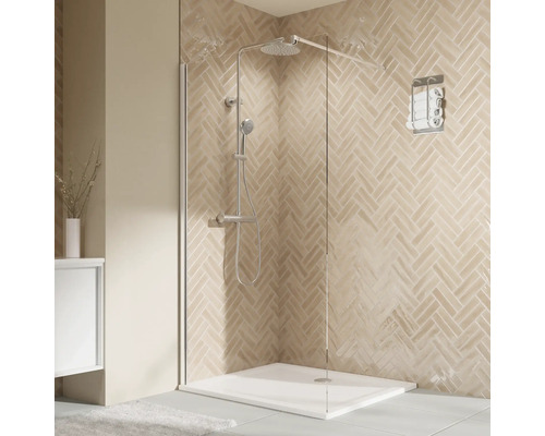 Paroi de douche à l'italienne BREUER Elana 2.0 30 x 200 cm profilé carré chrome verre transparent réversible