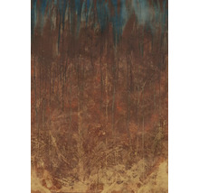 Peinture abstraite avec des dégradés de couleurs et des textures variées.