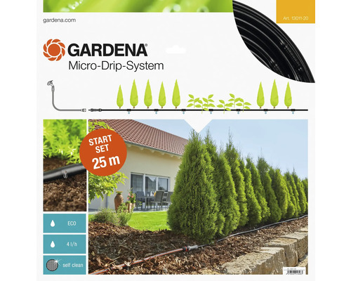 Kit de démarrage GARDENA Micro Drip pour arrosage de rangées de plantes taille M (pour une rangée de plantes de 25 m composée de haies ou de plantations de bordure)