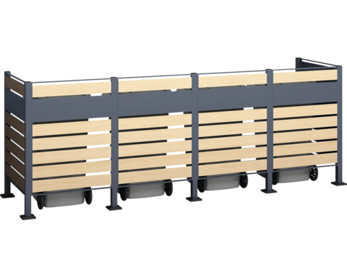 Cache-conteneurs à ordures avec revêtement en bois