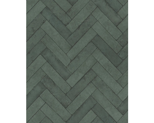 Papier peint intissé 499155 Factory V briques vert Papier peint à motif de chevrons