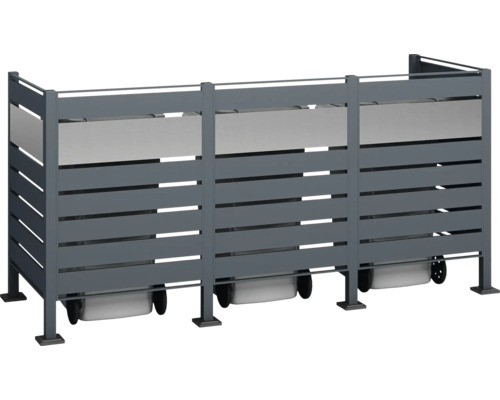 Cache-conteneur pour trois poubelles en métal