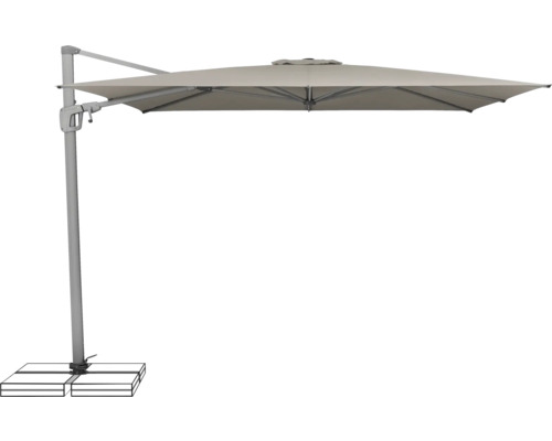 Parasol déporté avec abat-jour rectangulaire et pied