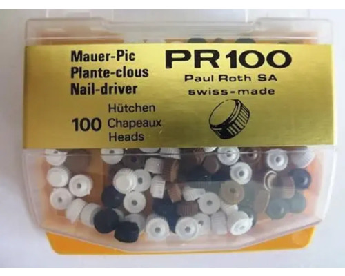 100 caches de tête de clou Mauer-Pic PR100 dans un emballage plastique transparent