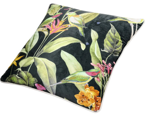 Coussin décoratif avec motif d''oiseaux et de plantes