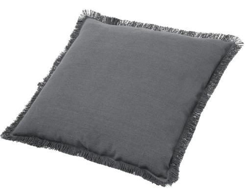 Coussin gris avec franges