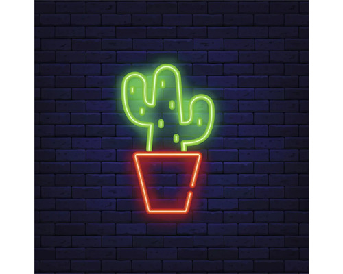 Tableau sur toile Neon Cactus 27x27 cm