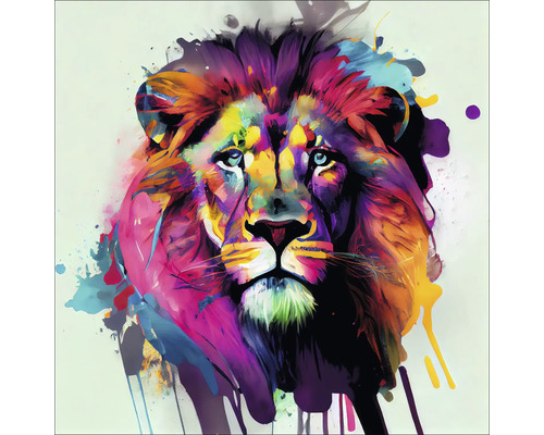 Leinwandbild Colorful Lion Head IV 27x27 cm