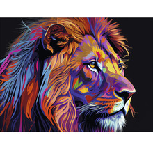 Portrait de lion peint dans le style pop art