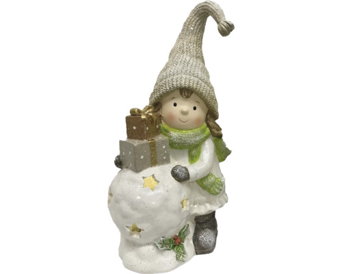 Figurine décorative de fille avec des cadeaux pour la période de Noël