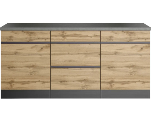 Meuble bas de cuisine avec façade en bois et tiroirs