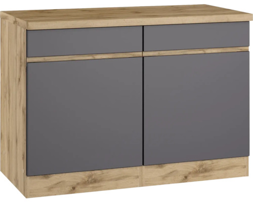 Meuble bas avec tiroir et porte pivotante Held Möbel Pisa l/p/h 120x60x86 cm gris/chêne sauvage mat