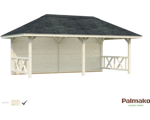 Pavillon Palmako Bianca 16,6 m² Set 2 588 x 300 cm imprégné par immersion Pavillon de jardin en bois avec toit à deux pentes