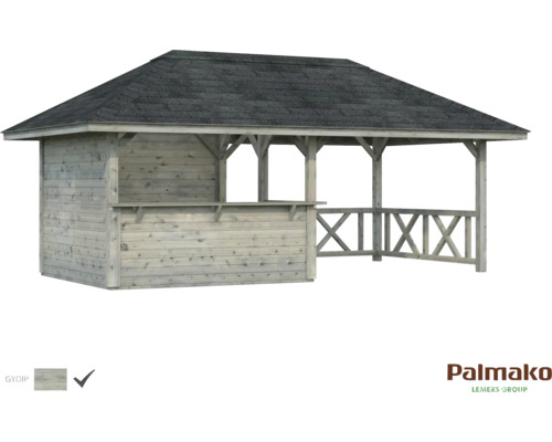 Pavillon Palmako Bianca 16,6 m² Set 3 588 x 300 cm imprégné par immersion gris