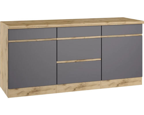 Unterschrank mit Schublade und Drehtür Held Möbel Pisa B/T/H 180x60x86 cm grau/wildeiche matt