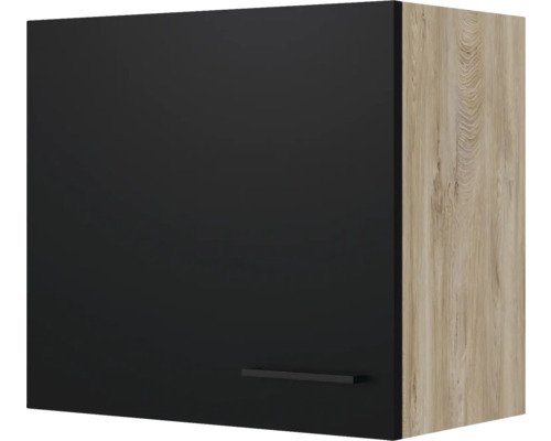 Hängeschrank Flex Well Capri BxHxT 60x54.8x32 cm Frontfarbe schwarz - Korpusfarbe endgrain oak