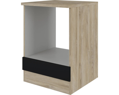 Herdumbauschrank Flex Well Capri BxHxT 60x85x60 cm Frontfarbe schwarz - Korpusfarbe endgrain oak