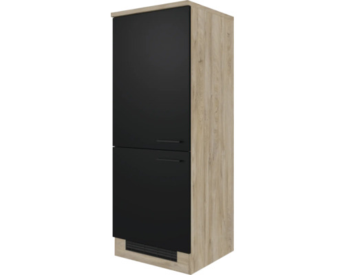 Kühlumbauschrank Flex Well Capri BxTxH 60x60x161 cm schwarz/endgrain oak